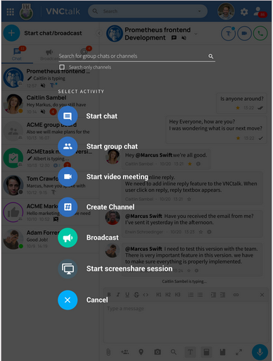 Kontaktmöglichkeiten in VNCtalk