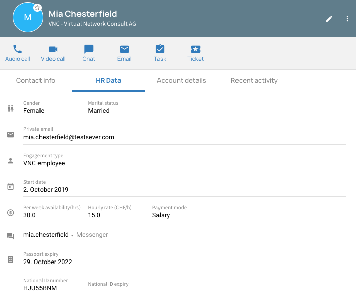 Tab HR-Daten in VNCcontacts+ mit Backend-Daten aus VNCdirectory