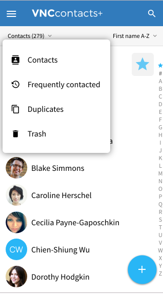 Different types of contact folders