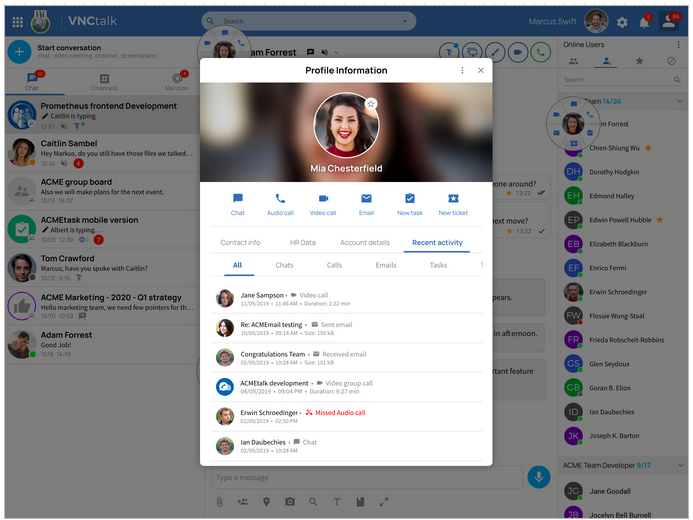 New recent activities tab