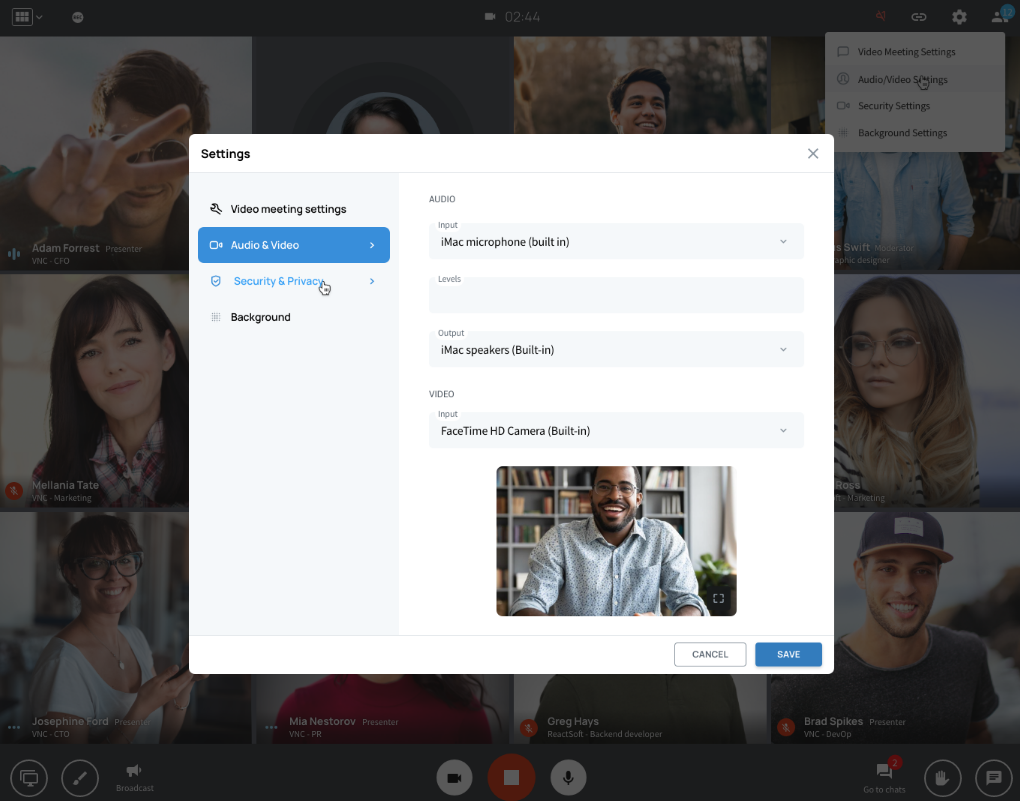 The new layout for the settings