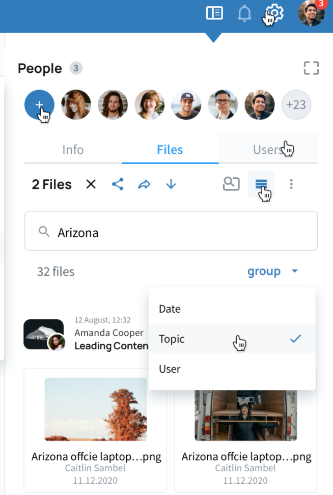 Neues UI für den Dateien-Tab