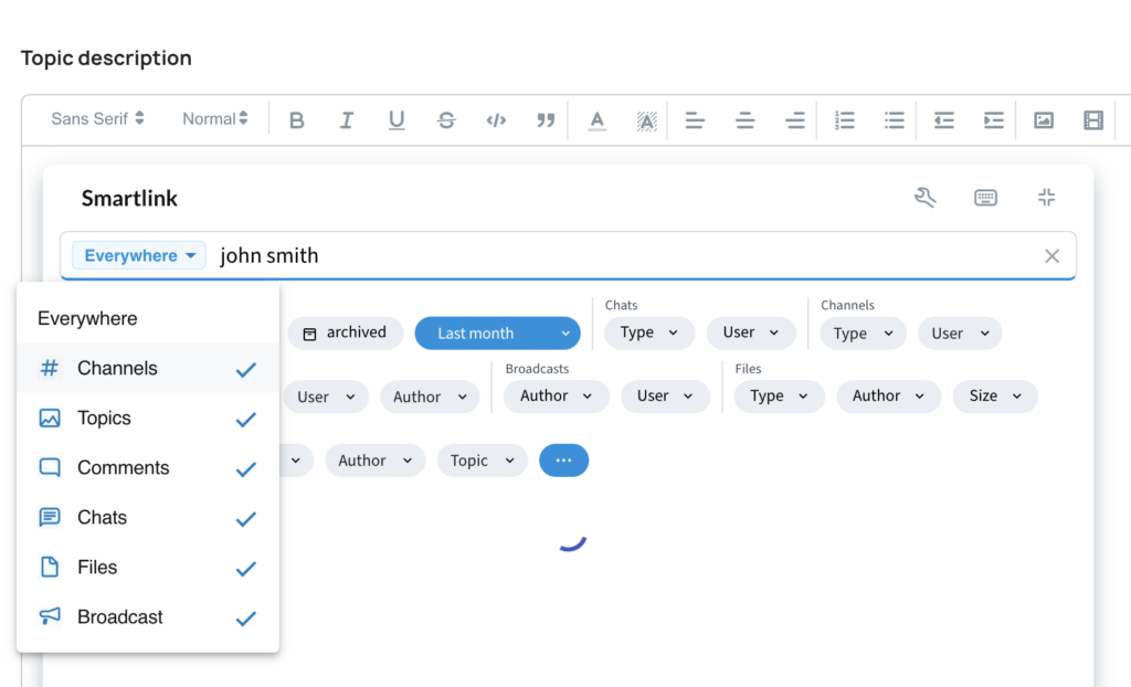 Erweiterte Suche in Smartlinks