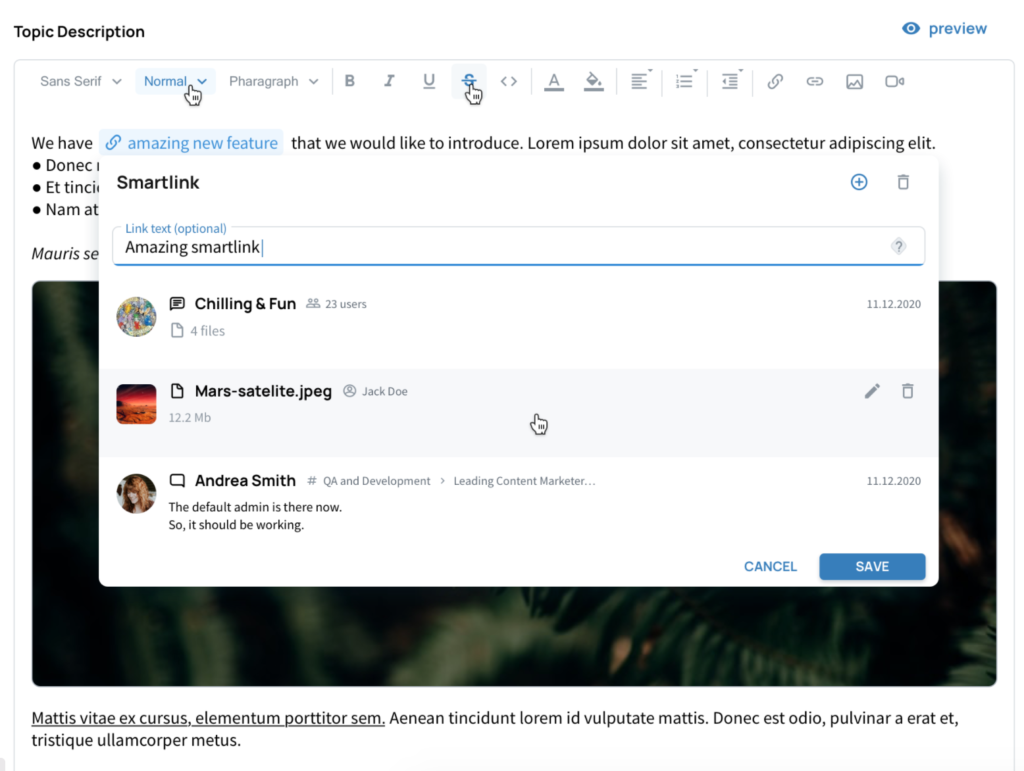 Smartlinks in jedem Text einbetten