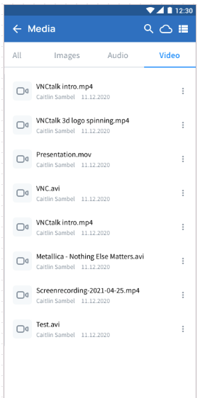 Media Files Tab on mobile