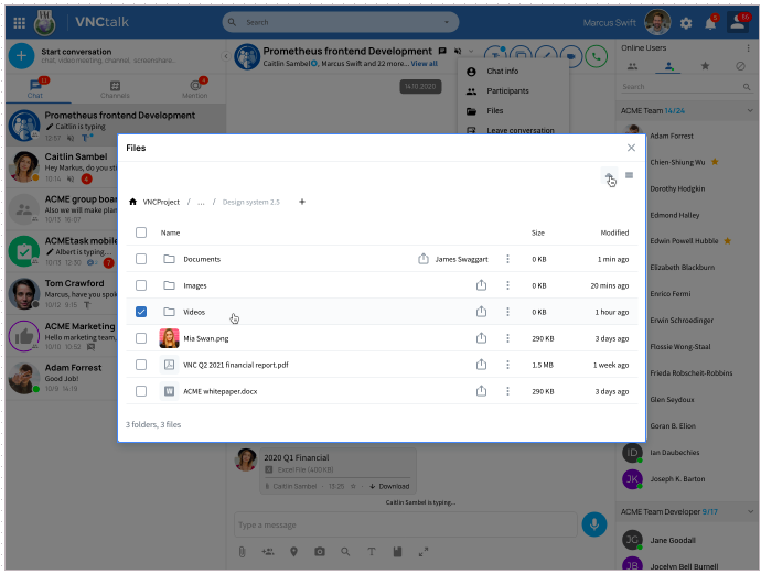 ownCloud-Integration in VNCtalk