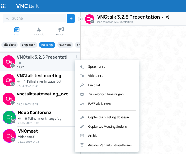 Erstellen Sie geplante Meetings mit VNCtalk!