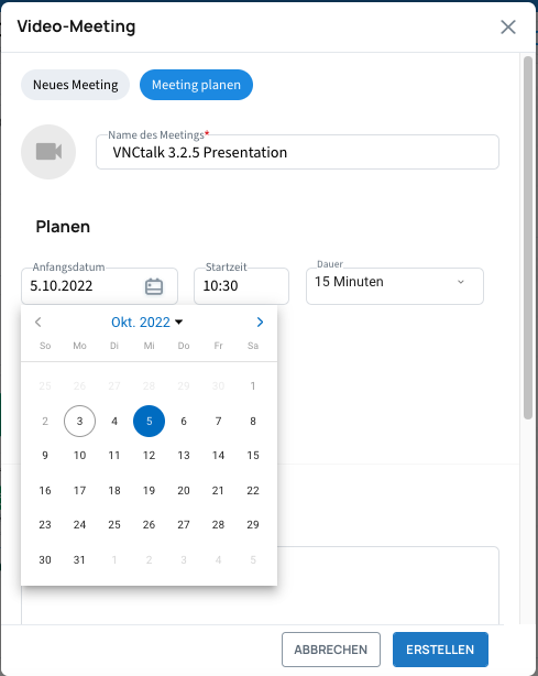 Erstellen Sie geplante Meetings mit VNCtalk!