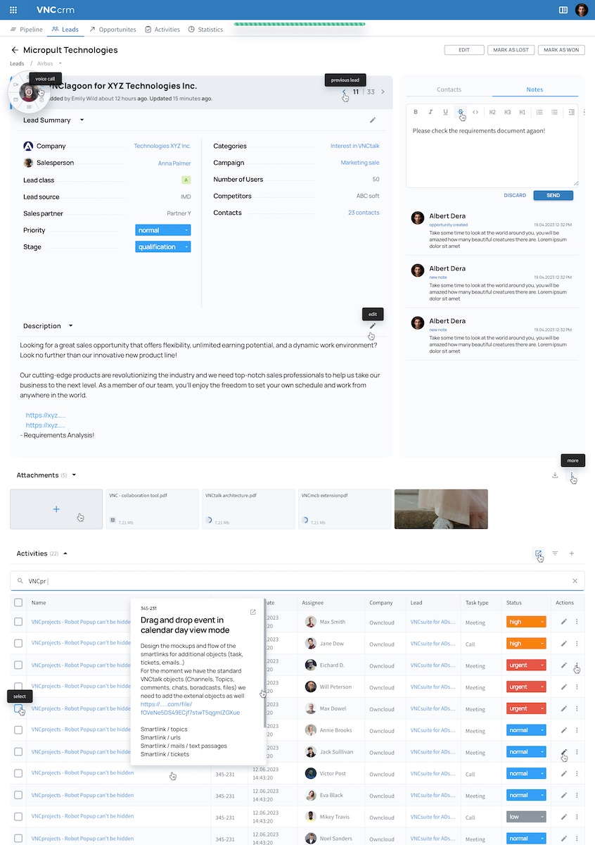 Everything important at a glance – VNCfluid organizes the workflow for the day.