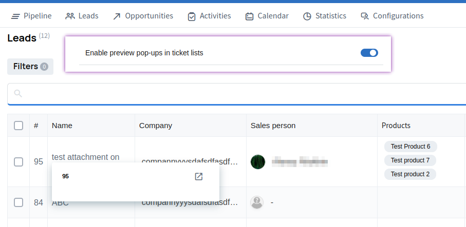 New popup settings