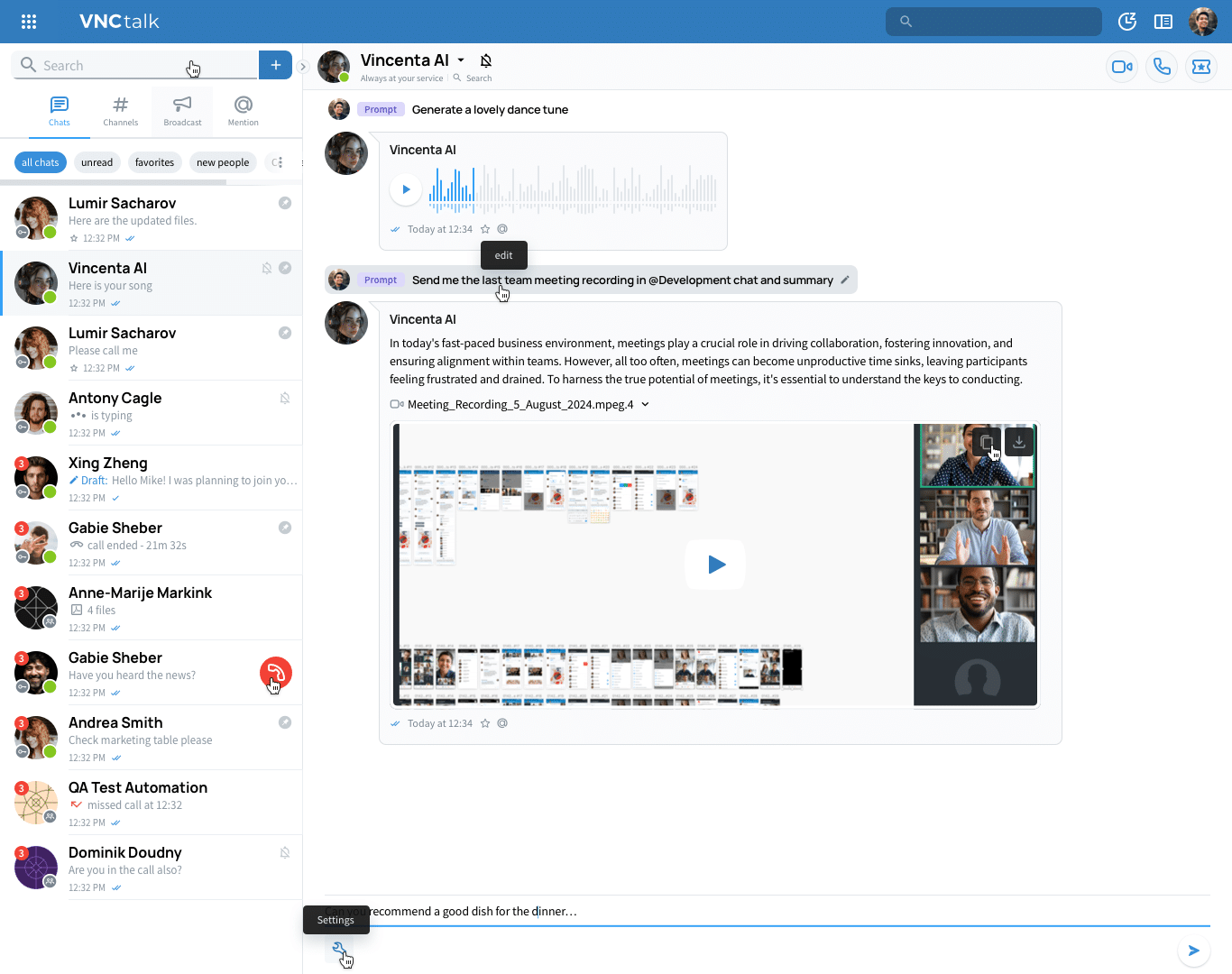 AI assistants like Vincenta AI also help streamline meetings ...