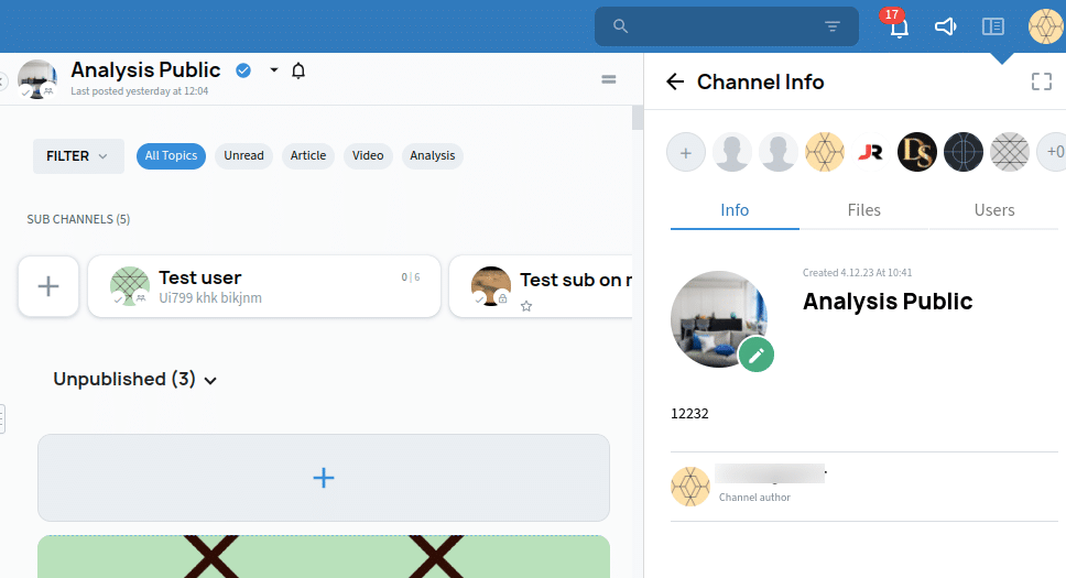 Open the Channel info by clicking on the avatar - this new feature offers a fast way to receive additional information about the selected channel and enhances the usability of VNCchannels