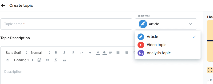 New icons for different topic types